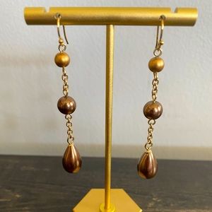 Brown Pearl Drop Earrings